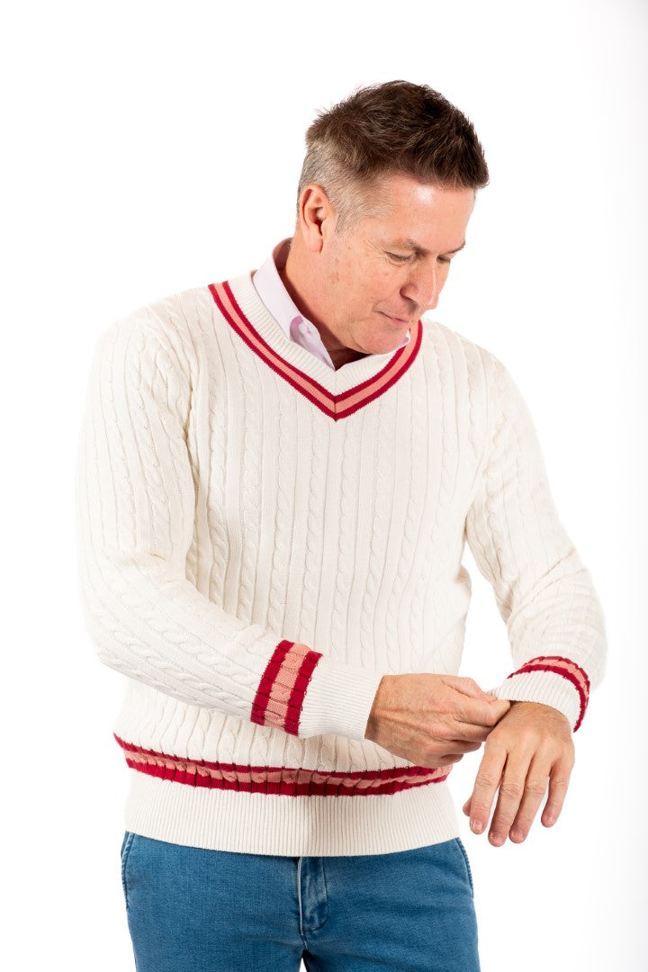 TENNIS sweater White Red stripe