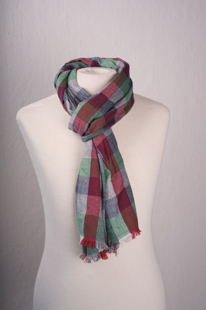 SCARF Esterel stripes bordeau blue and light green - Cricketco.be