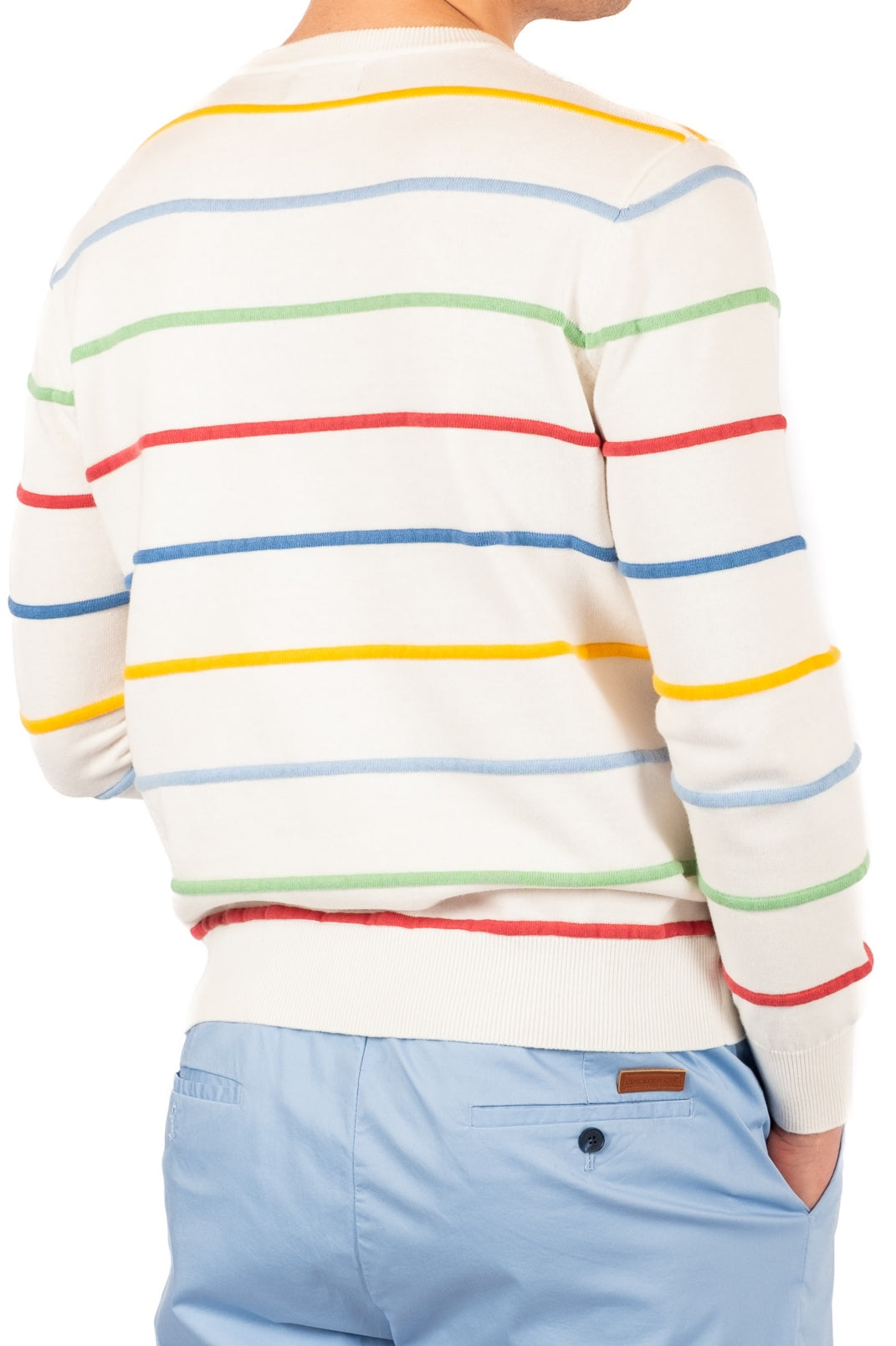 HOLI Sweater Rondneck White multicolor lines