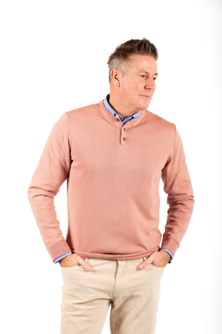 TROPEA HENLEY  sweater Old Pink (100% Merinos)