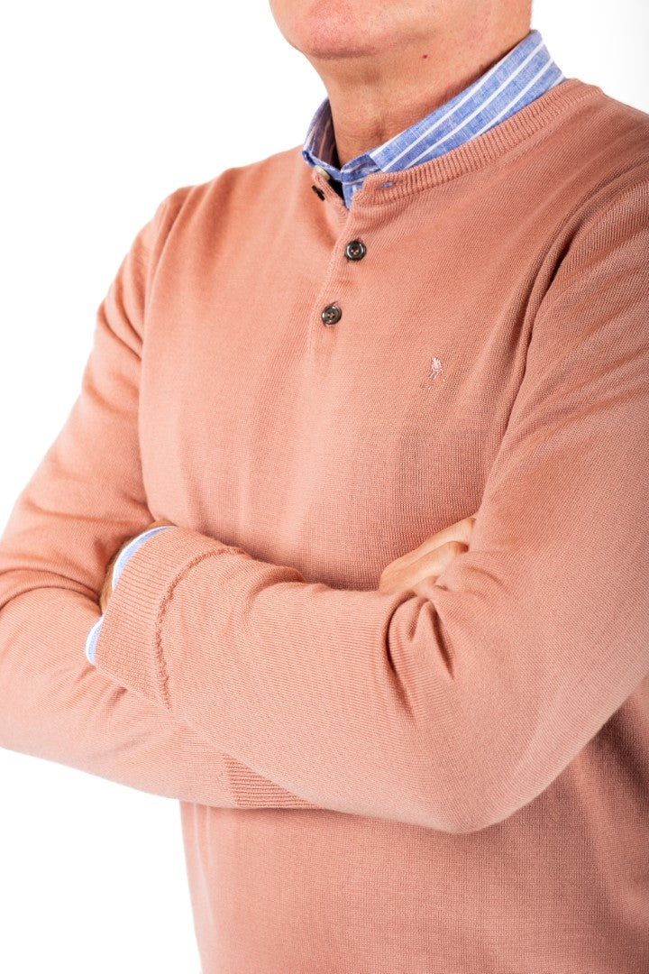 Tropea Henley Sweater Old Pink (100% Merinos)