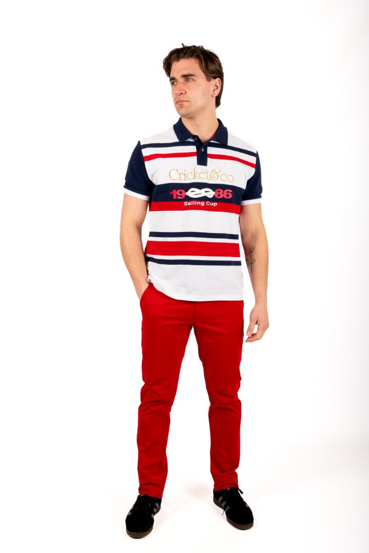 RAMSEY Polo wit blauw rood