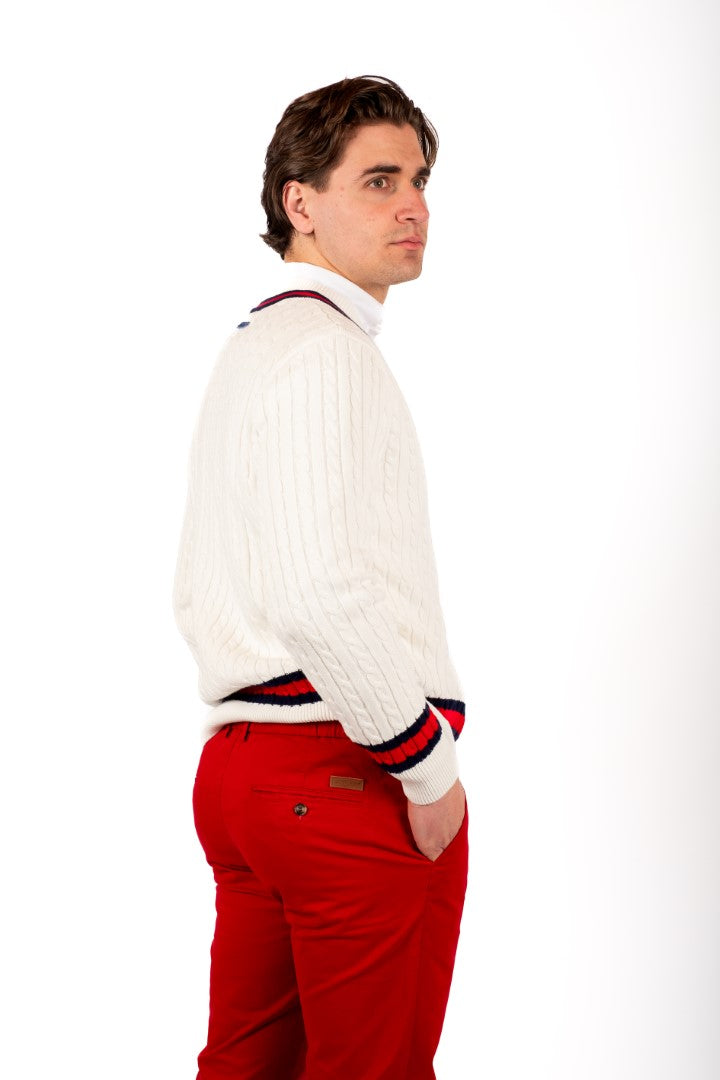 TENNIS Sweater white red navy blue