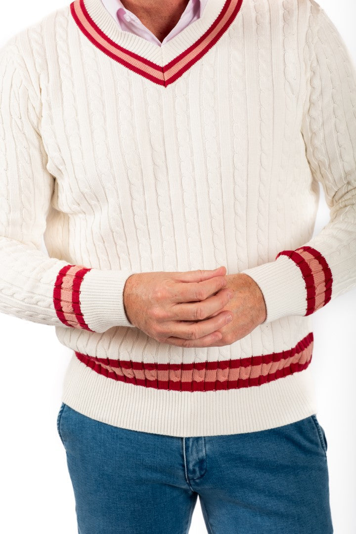 TENNIS sweater White Red stripe
