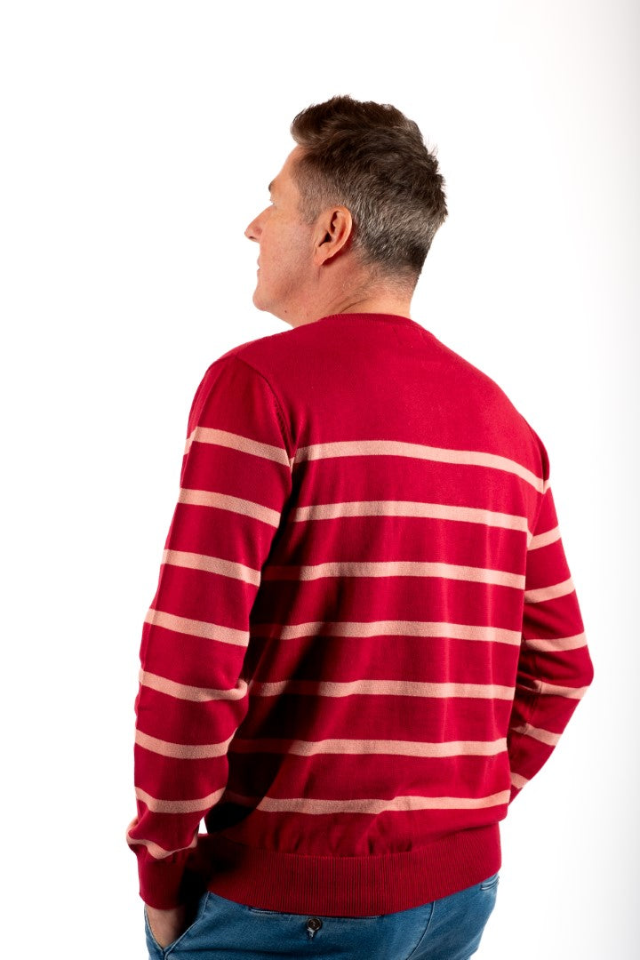 MARINER sweater  Cneck Cherry Pink line